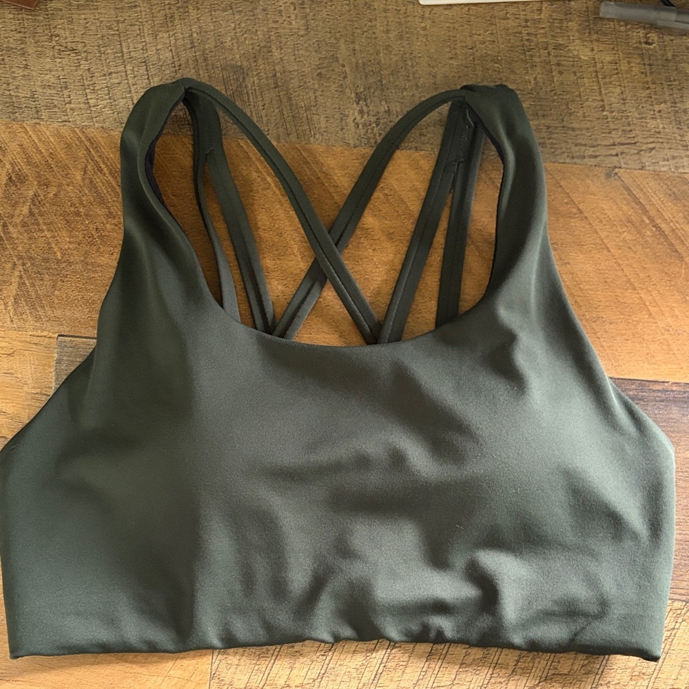 senita athletics | strappy sports bra - evergreen